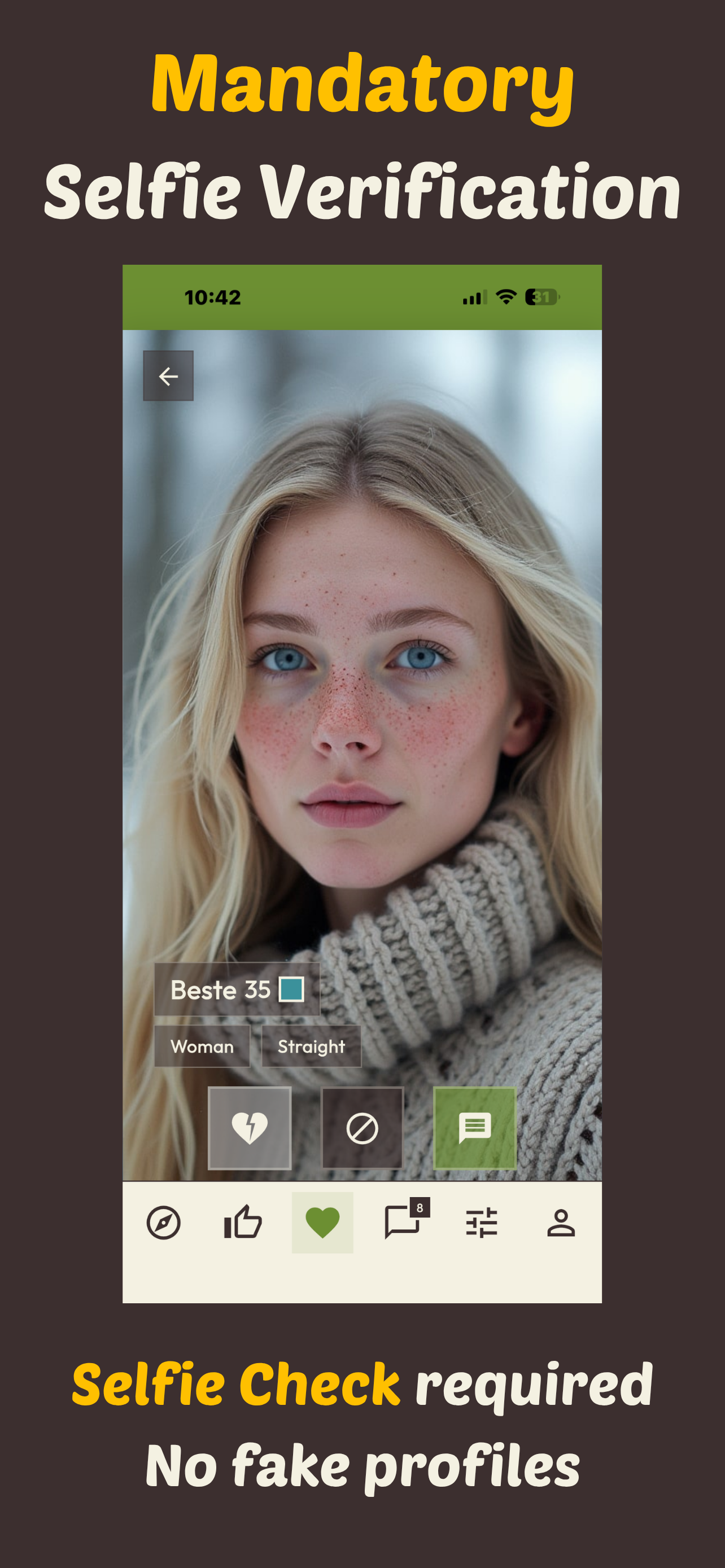 Mandatory Selfie Verification - Selfie Check required, No fake profiles